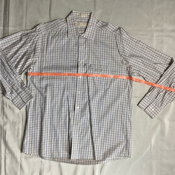 Michael Kors White and Blue Checkered Dress Shirt - Picture 5 of 6